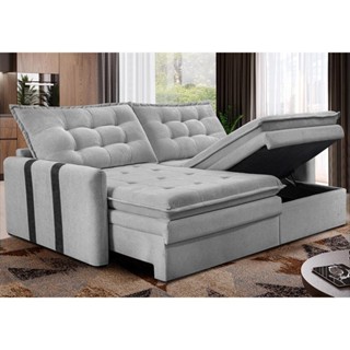 Sofá Baú Sem Caixa Retrátil 2,00m SoftGel Petit Boucle Cinza Claro Cama inBox em Oferta na Shopee