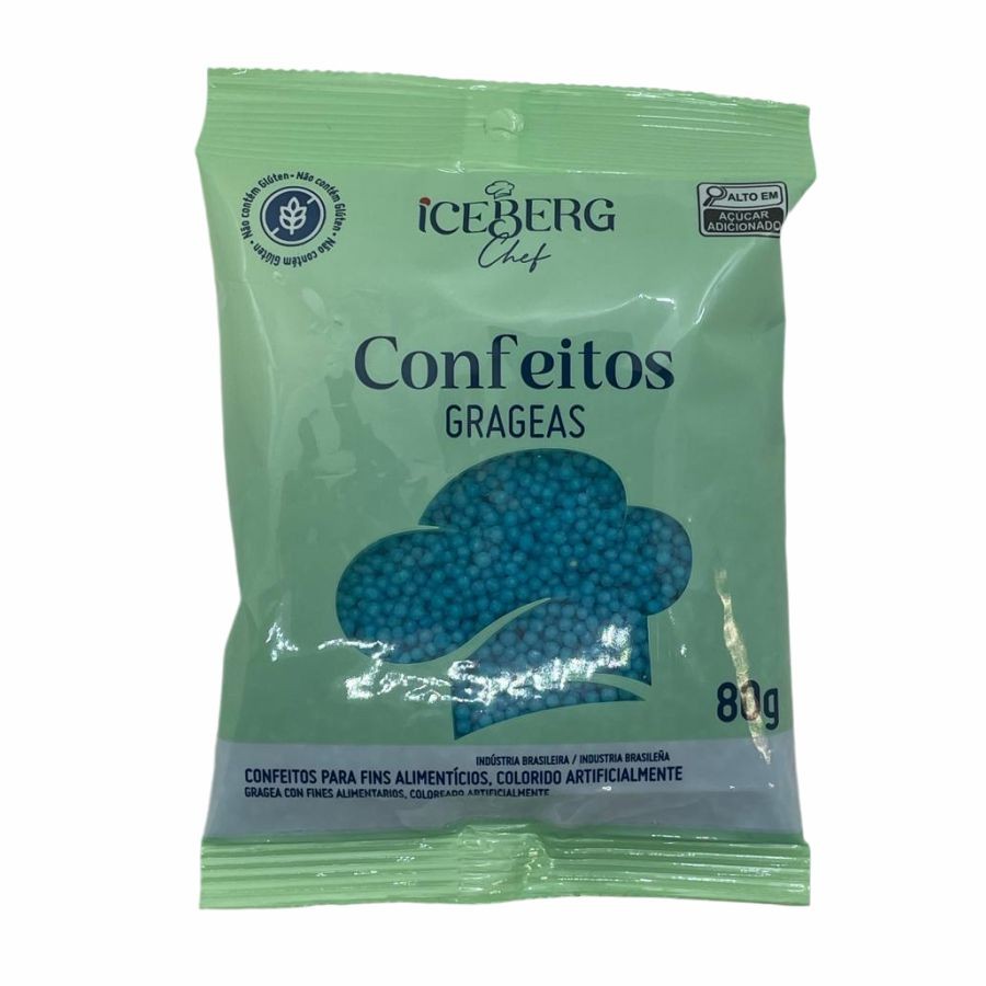 Confeito Decorativo Azul - 80g - 1 unidade - IceBerg - Rizzo em Oferta na Shopee
