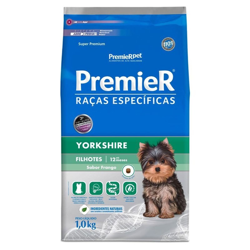 RAÇÃO PREMIER RAÇAS ESPECIFICAS YORKSHIRE FILHOTES FRANGO 1KG