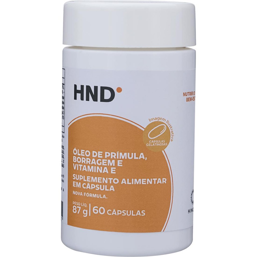 Suplemento Alimentar Óleo de Prímula, Borragem & Vitamina E 60 Cápsulas HND - Health