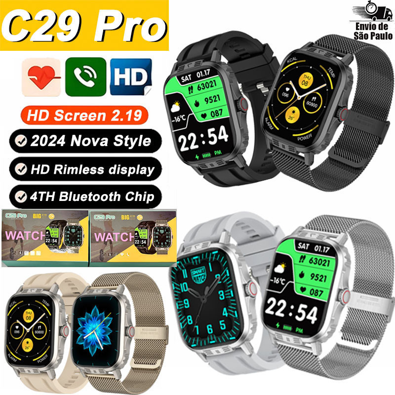 Relógio Smartwatch 2024 Novo C29 Pro SmartWatch Série 9 Bússola 2.2 Tela Grande 49mm Pista Homens Esporte Original