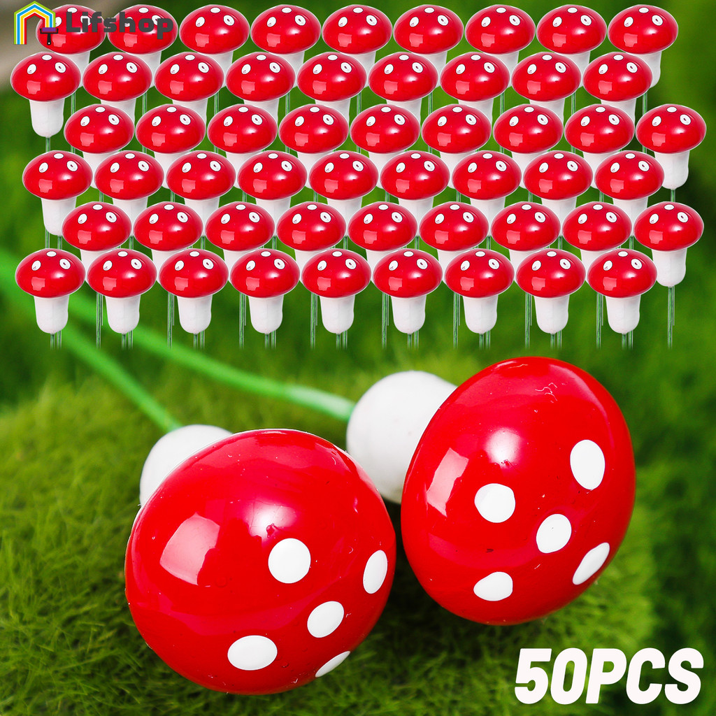 50Pc Mini Cogumelo Coloful Vermelho Jardim Pontilhado Brinquedo DIY-Ornamento De Decoração De-Planta Bonsai De Paisagem 