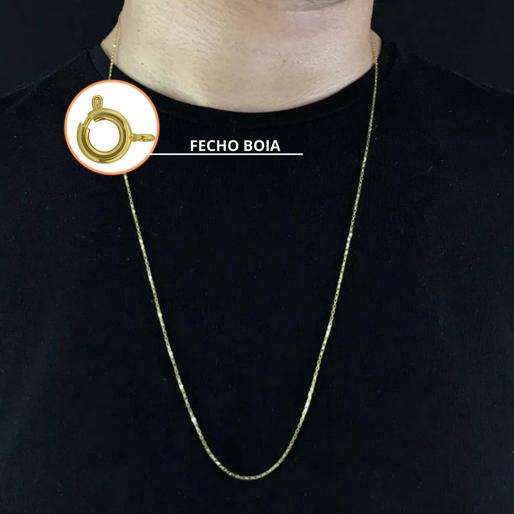 Corrente/cordão Veneziana 1mm de moeda antiga Fecho Boia