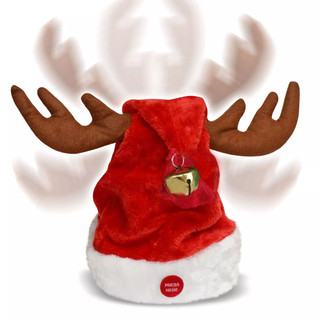 Gorro de Natal Musical Movimenta Orelhas de Rena Natalino Toca Musica Luxo Chapeu Bone Presente Decoraçao Papai Noel