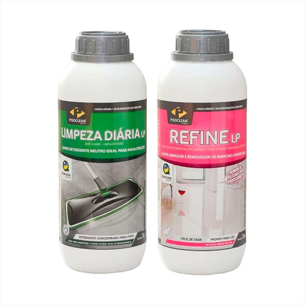 Kit refine manchas porcelanato + limpeza diaria pisoclean 1l