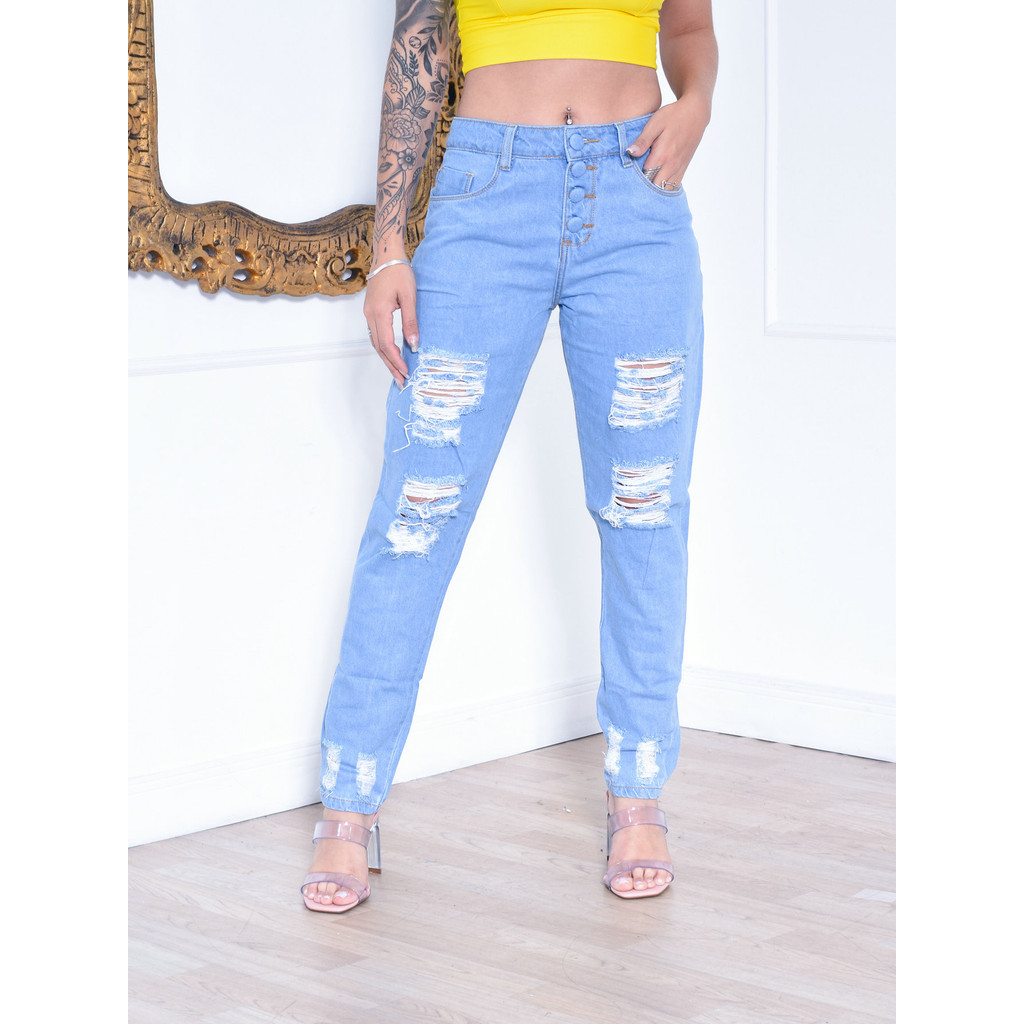 Calça Mon c/Botão encapado hasgato em Oferta na Shopee