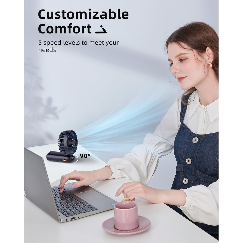 Ventilador Portátil Pequeno Dobrável Digital De Escritório USB Bateria De 3000MAH