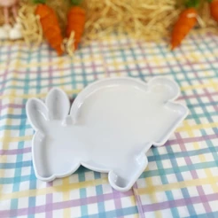 Bandeja Decorativa de Páscoa - Coelho Branco - 24cm - 1 unidade - Só Boleiras - Rizzo