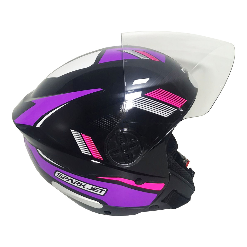 Capacete Aberto Ebf Spark Jet Sting Preto Lilás