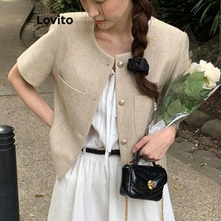 Lovito Blazer casual de bolso simples para mulheres LMD81407 em Oferta na Shopee