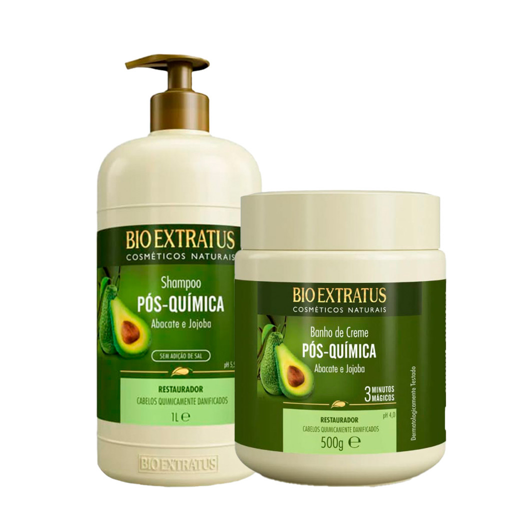 Kit Bio Extratus Pós-Química Shampoo e Banho de Creme M (2 produtos) em Oferta na Shopee