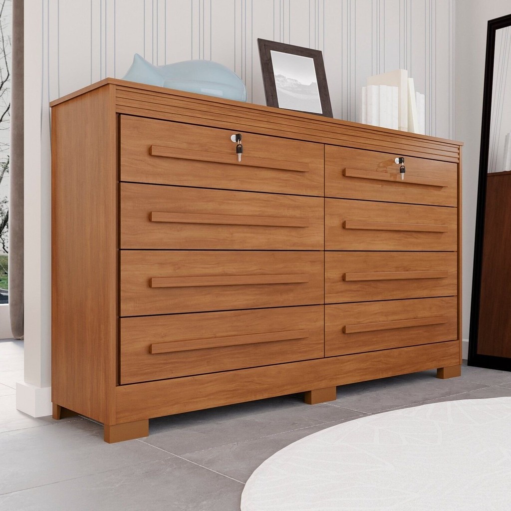 Cômoda para Quarto 8 Gavetas Diamante Espresso Móveis Cinamomo