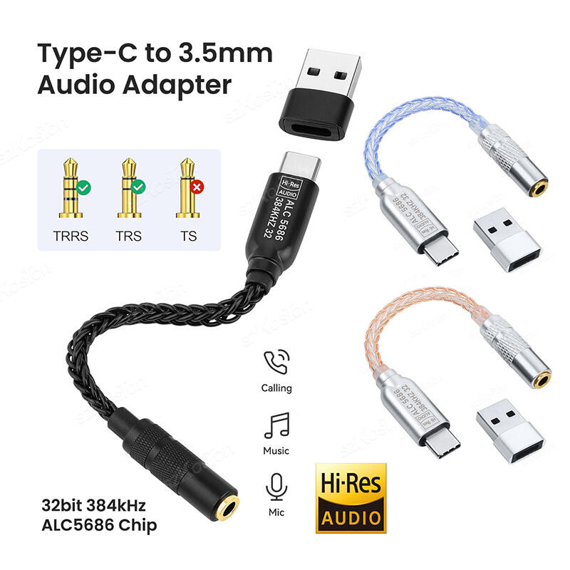 Cabo AUX De Áudio ALC5686 DAC Chip HiFi Amplificador De Fone De Ouvido Adaptador De Telefone Decodificador USB C Para Po em Oferta na Shopee