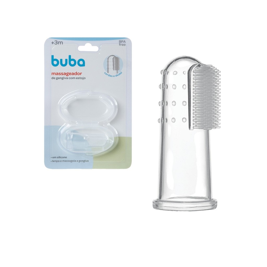 Massageador Escova Gengiva Silicone Dente Bebê Estojo Buba