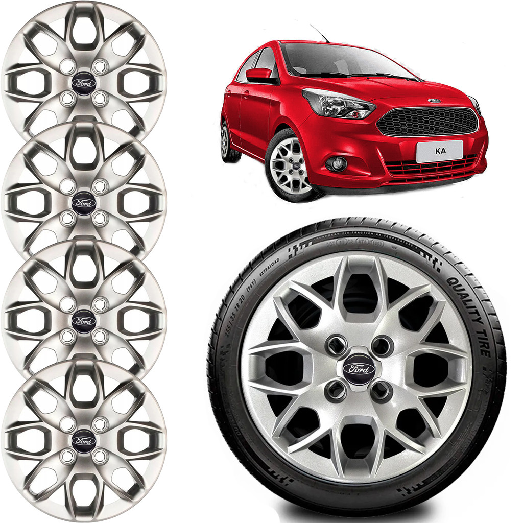 Jogo 4 Calotas Prata Novo Ford Ka Aro 14 2017 18 2019 2020 em Oferta na Shopee