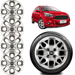 Jogo 4 Calotas Prata Novo Ford Ka Aro 14 2017 18 2019 2020