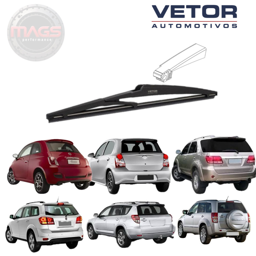 Palheta Traseira Premium Etios / Vitara / Freemont / 500 / Discovery Sport / Rav4 / Sw4 Limpador Traseiro Original Vetor