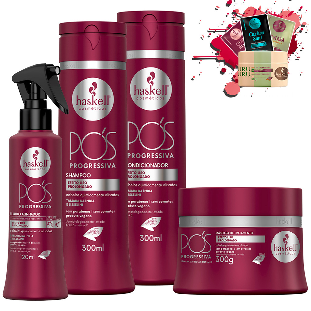 Kit Haskell Pos Progressiva Sh Cond Mascara 300 + Fluido