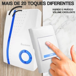 Campainha Residencial Sem Fio Com Tomada 100 Metros De Alcance Bivolt