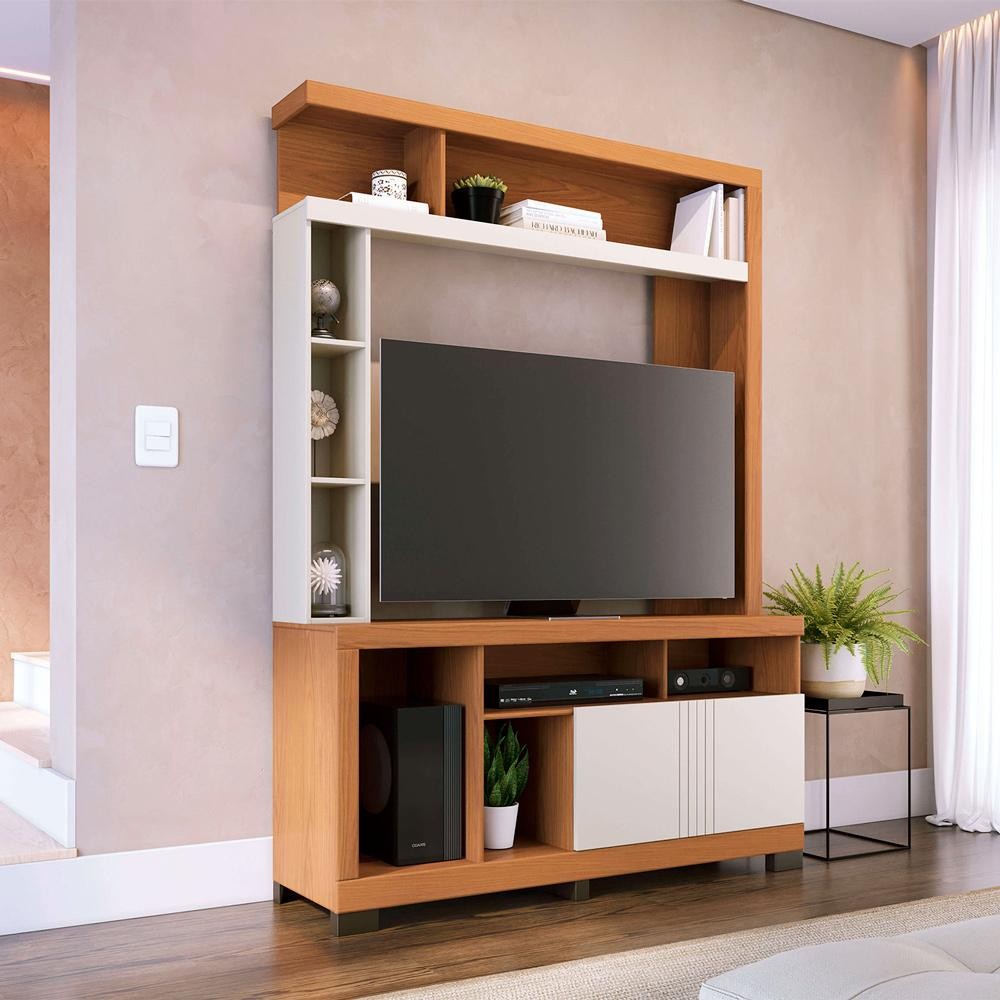 Home Estante para TV até 50 2 Portas MDP/MDF 190cm Nichos Laterais Brogy Freijó/Off White G73 - Gran