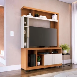 Home Estante para TV até 50 2 Portas MDP/MDF 190cm Nichos Laterais Brogy Freijó/Off White G73 - Gran