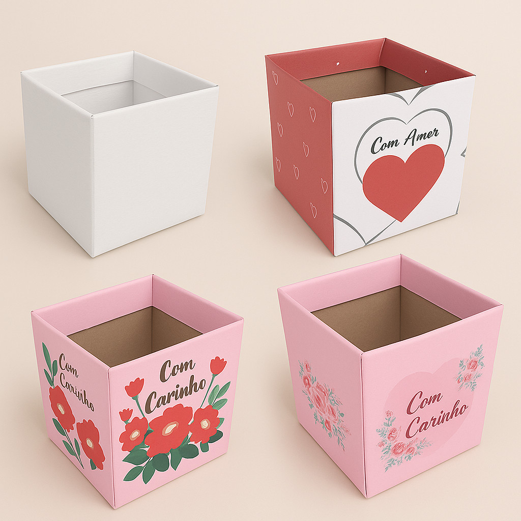 Kit Caixa de Presente Cachepot | Medidas 14,5x14,5x15 | Pacotes com 5, 10 ou 15 Unidades