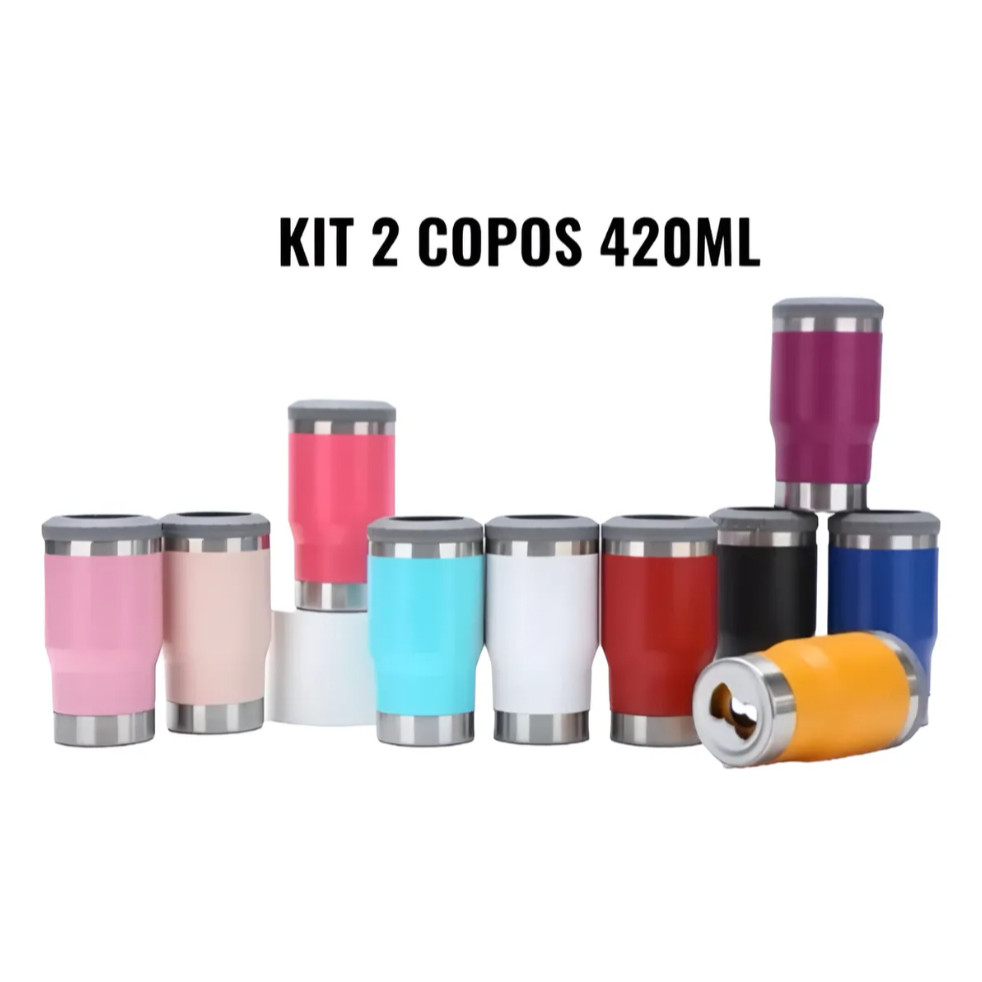 Kit 2 Copos Térmico De 420ml Com Abridor Tampa Aberta em Oferta na Shopee