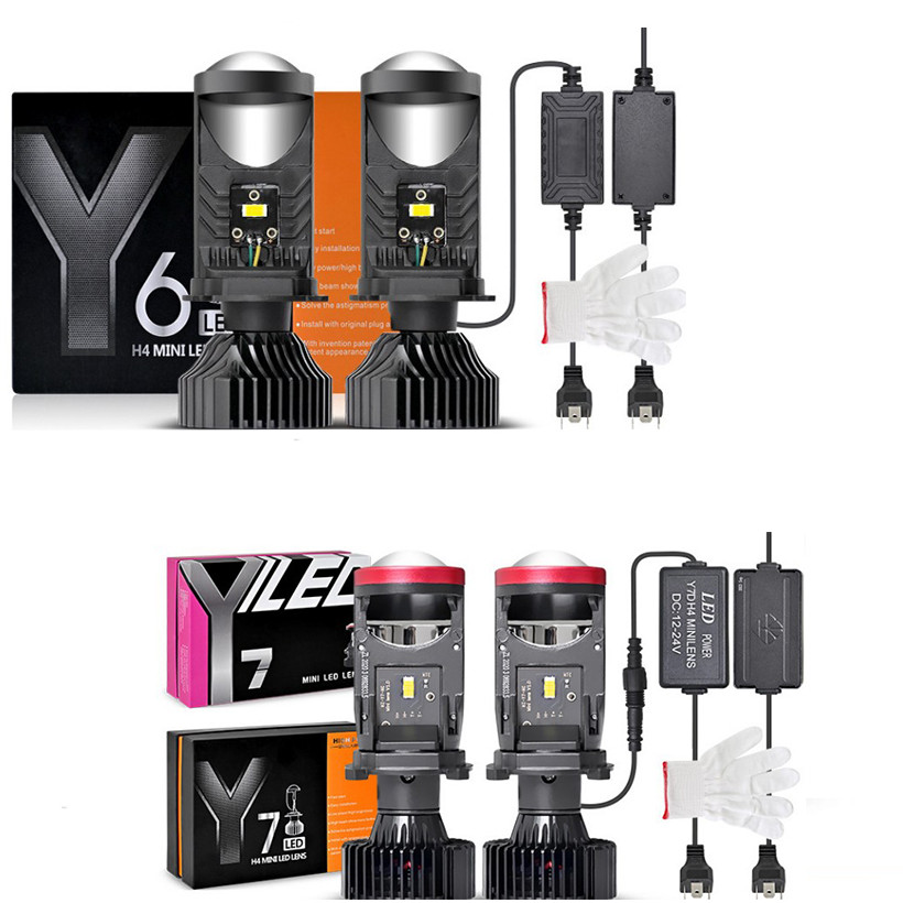 1PCS Y6D/Y7D H4 Lente Carro E Motocicleta Universal LED Farol Luz Olho De Peixe Feixe Alto E Baixo 12 -24V 6000k 33w/45w