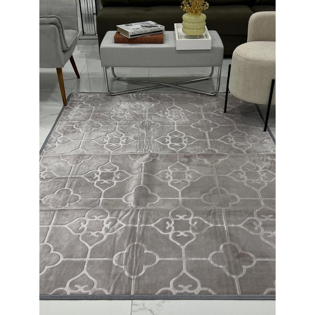 Tapete Sala Quarto Floral 1,45x1,95 Mt Antiderrapante Ins Flannel Grande Liso em Oferta na Shopee