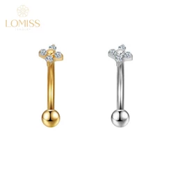 Lomiss Piercing Helix Flat Conch Tragus Minibarbell Curvo Aço Cirúrgico Flor 4 Zircônias