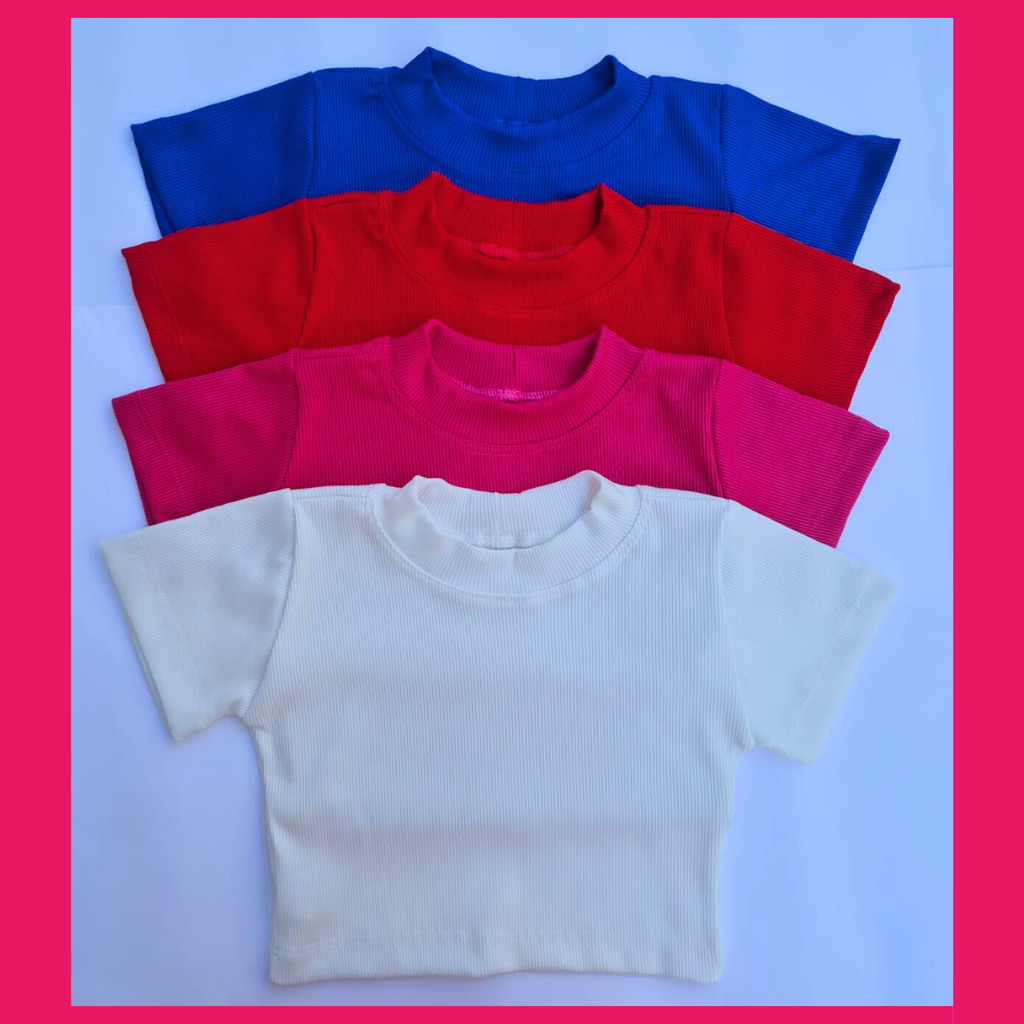 Blusa Cropped Canelado Infantil Feminina Moda Infantil