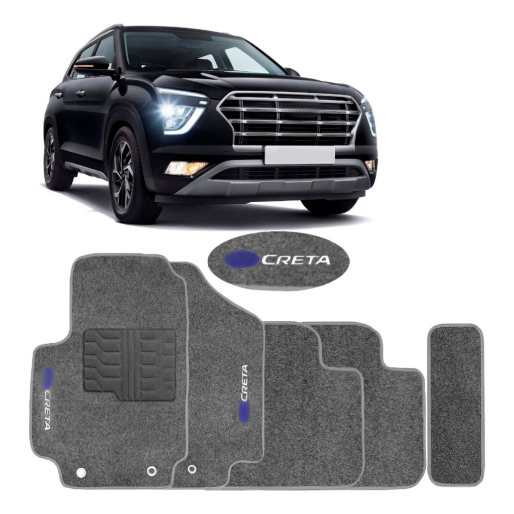 Kit de tapetes 5 peças específico Creta 2017 18 19 20 2021 Carpete Grafite