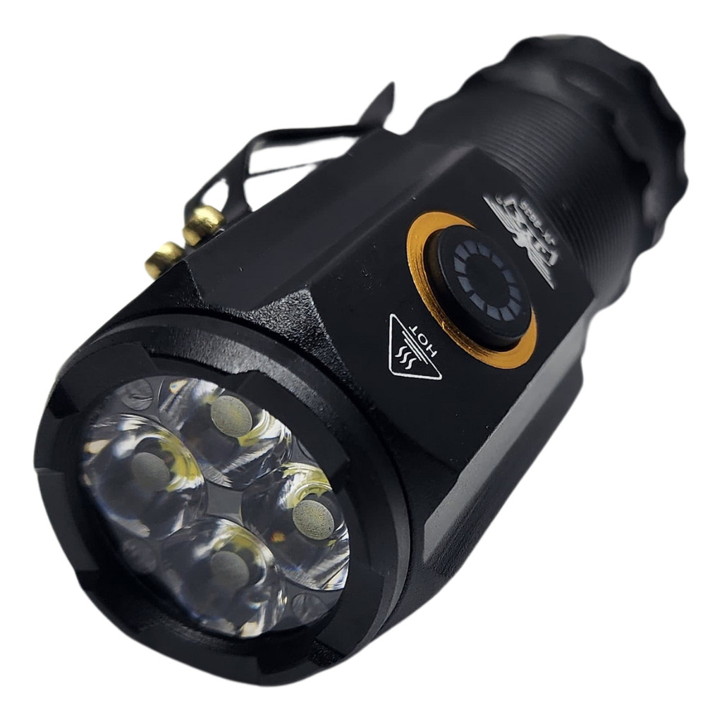 Mini Lanterna Edc Tática 4 Leds T12 Usb Jyx 9.990.000 Lumens a Unica com Suporte para Arma Original JYX