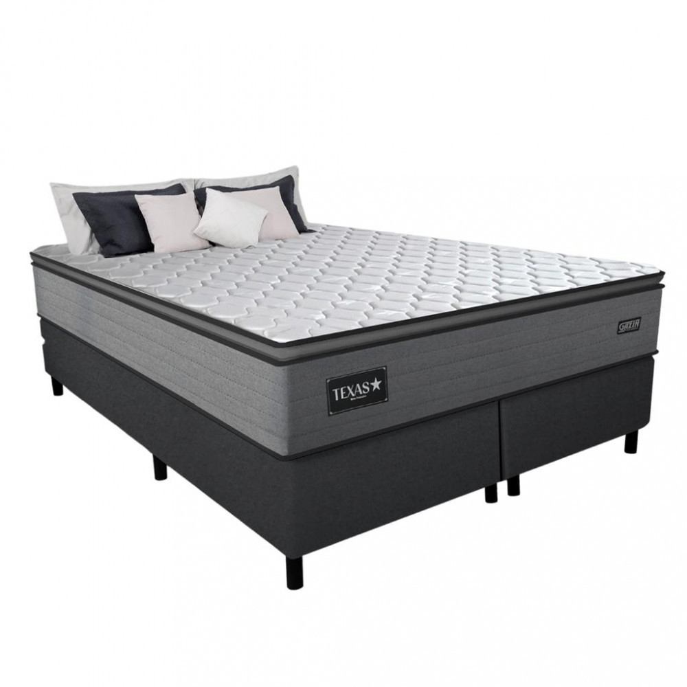 Cama Box Queen 158cm Molas Ensacadas Texas 2CEN Gazin - Home & Living