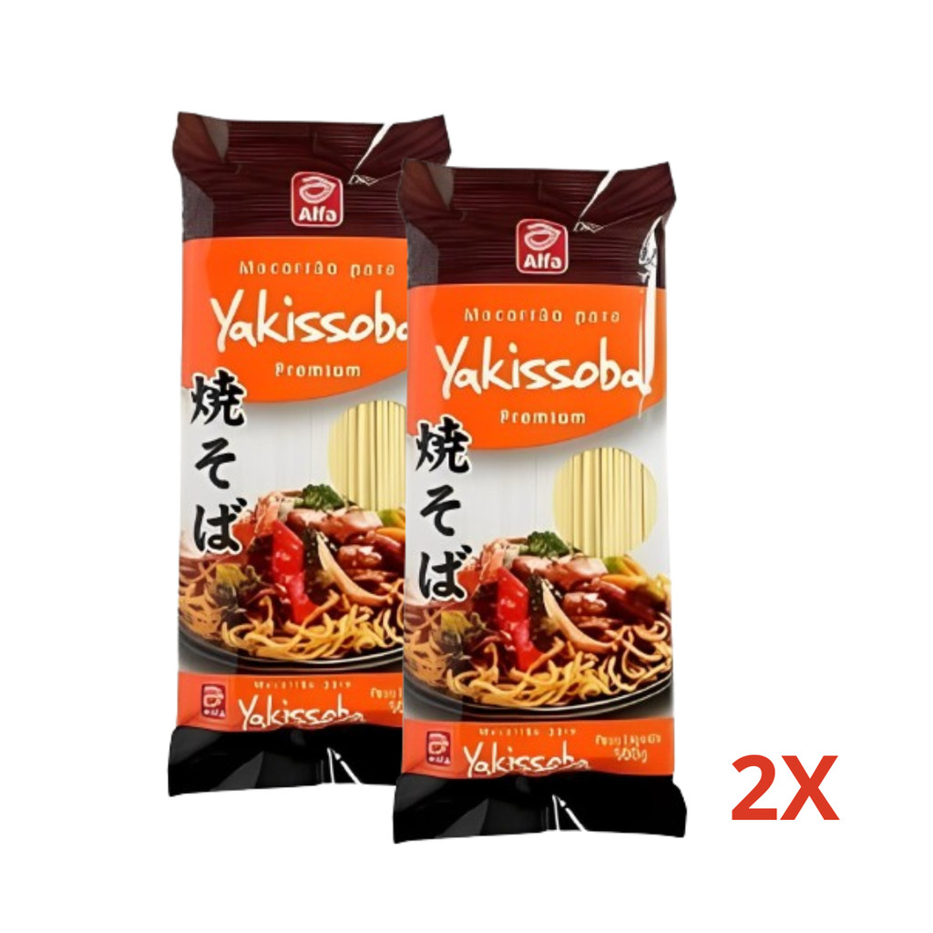 2X Pacotes de Macarrão Para Yakissoba Normal Premium Alfa 500g