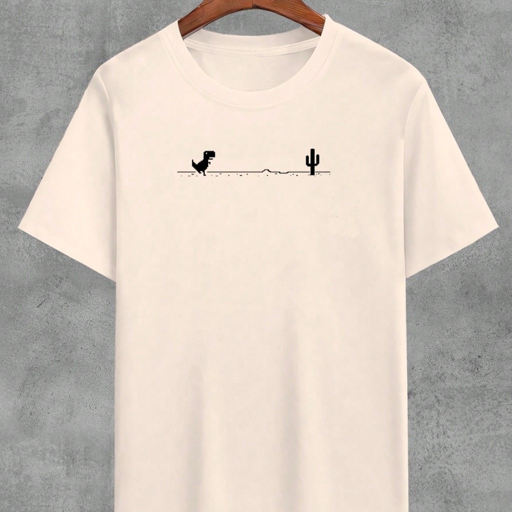 Camiseta Masculina Estampada Dinossauro Engraçado Unissex Algodão
