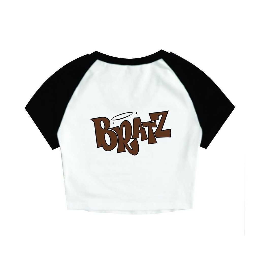 Cropped Raglan Feminino Tumblr blogueira Bratz Collection Logo Bonecas feminina curta