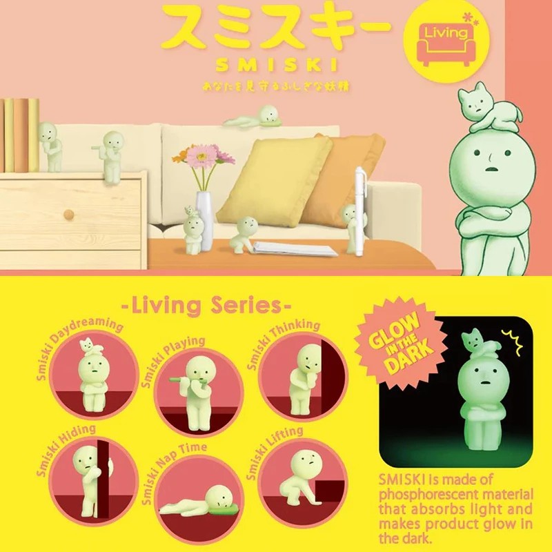 Smiski Vivendo Mini Figura material Fluorescente Absorve E Emite Luz Decoração De Mesa Fofa 1 Peça Caixa Cega