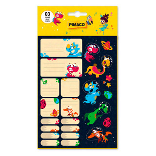 Etiqueta escolar Astro Dino com 69 unidades Pimaco em Oferta na Shopee