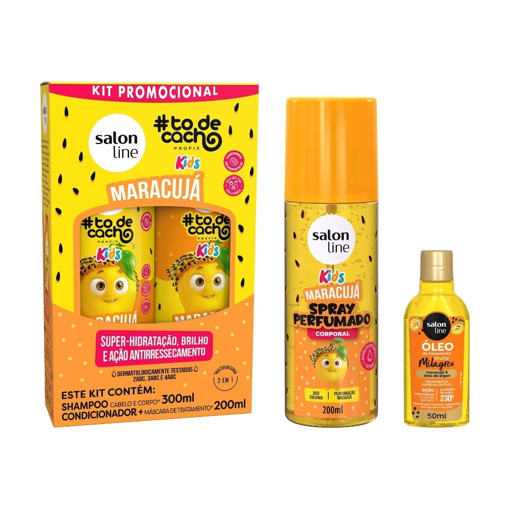 Kit Shampoo + Condicionador + Óleo Reparador e Spray Perfumado de Maracujá em Oferta na Shopee