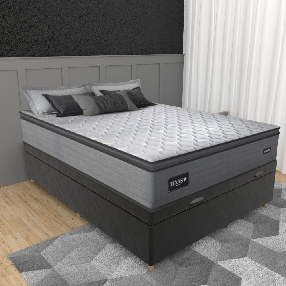 Cama Box Baú Casal 138cm Molas Ensacadas Texas Gazin em Oferta na Shopee