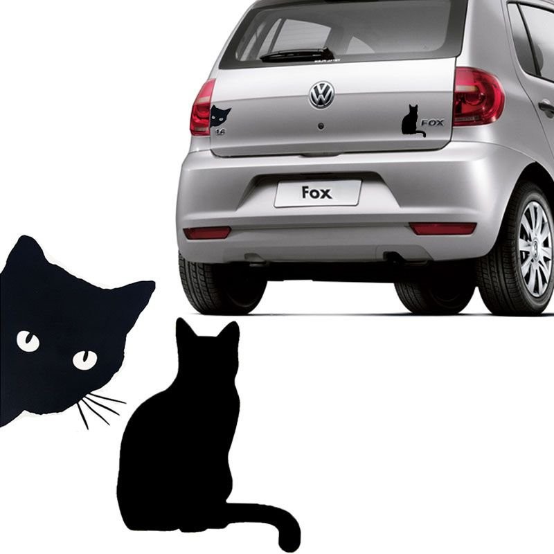 Kit Adesivos Emblema Gato Lateral e Gato de costas Preto em Oferta na Shopee