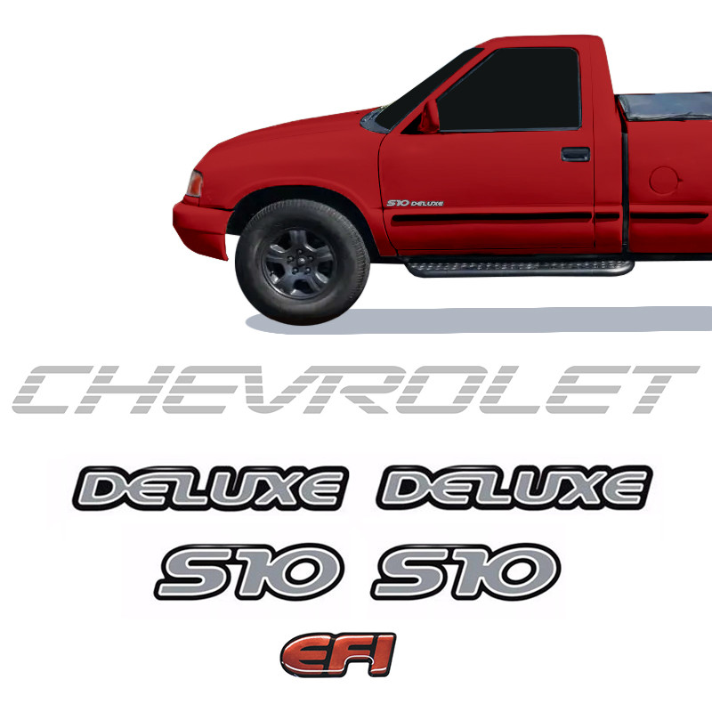 Kit Adesivos S10 Deluxe 1995 Efi Resinados e Faixa Chevrolet