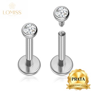 Piercing Labret Conch Prata 925 Ponto De Luz Grau de Implante Helix Tragus Boca Orelha em Oferta na Shopee