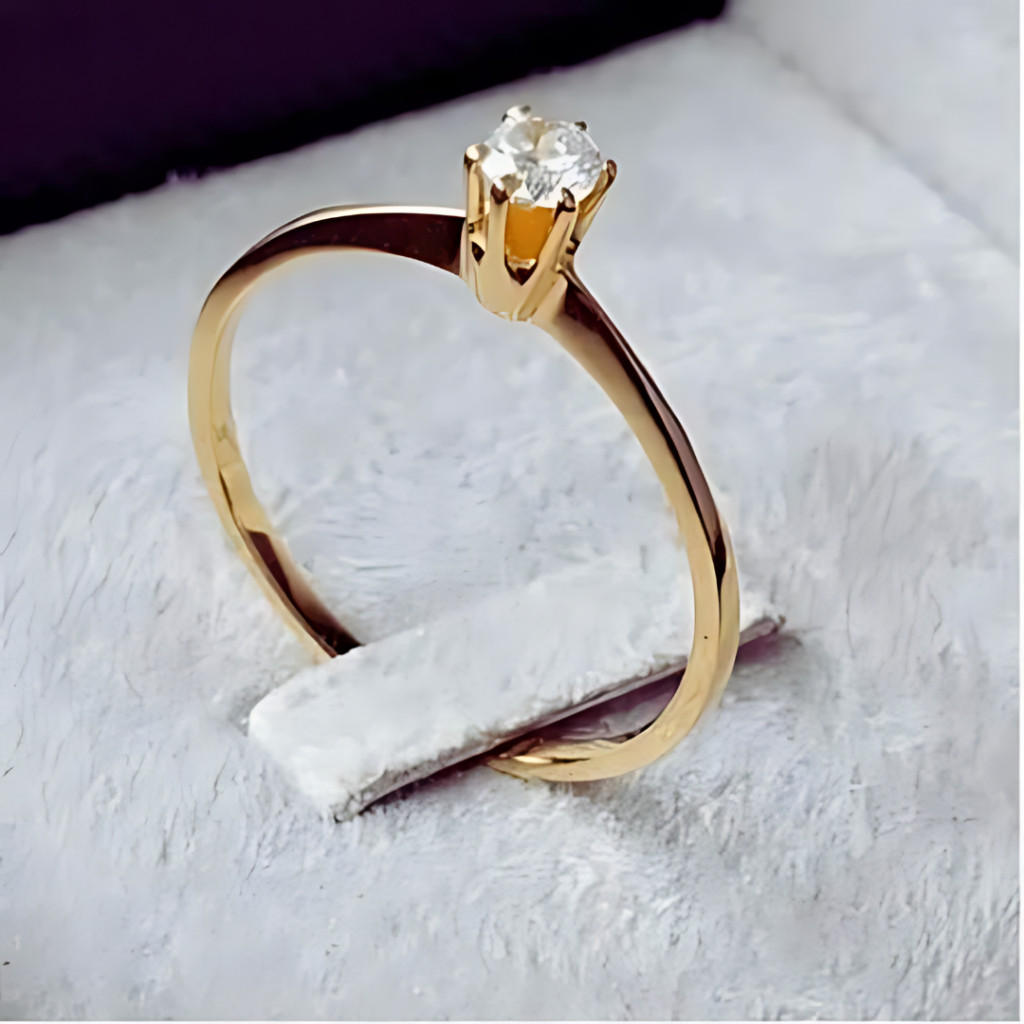 Anel Solitário Dourado Aliança Banhado a Ouro 18k com Pedra de Zircônia 2mm