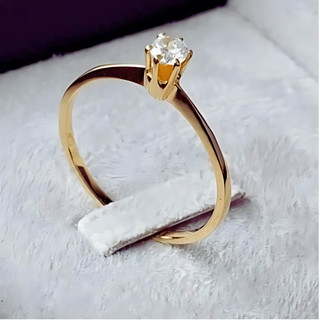 Anel Solitário Dourado Aliança Banhado a Ouro 18k com Pedra de Zircônia 2mm