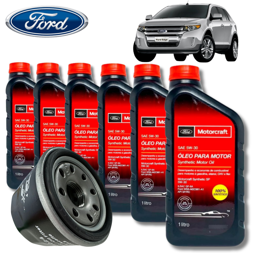 KIT TROCA DE ÓLEO 5L DE W30 SP MOTORCRAFT + FILTRO CARRO EDGE FUSION