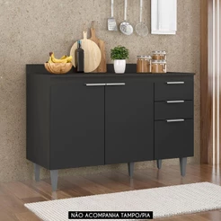 Balcão Para Pia 120cm Sem Tampo Pérola Z34 Preto - Mpozenato
