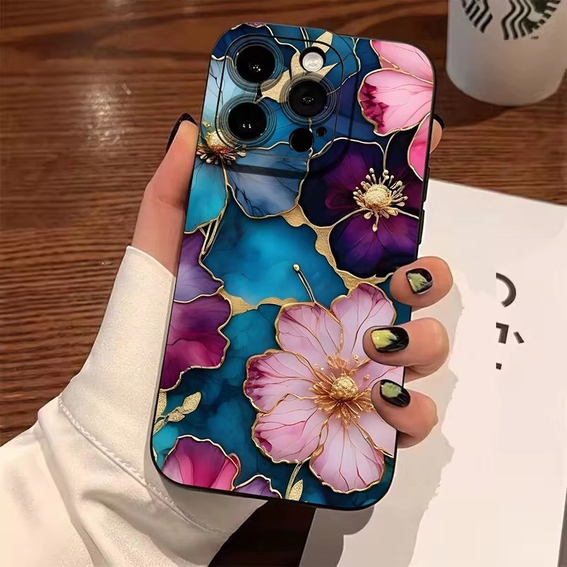 Caso Padrão Floral Vintage Para Samsung A06 A16 A15 A55 A35 A54 A05 A26 A34 A36 A14 A56 A52 A53 A23 Capa Macia