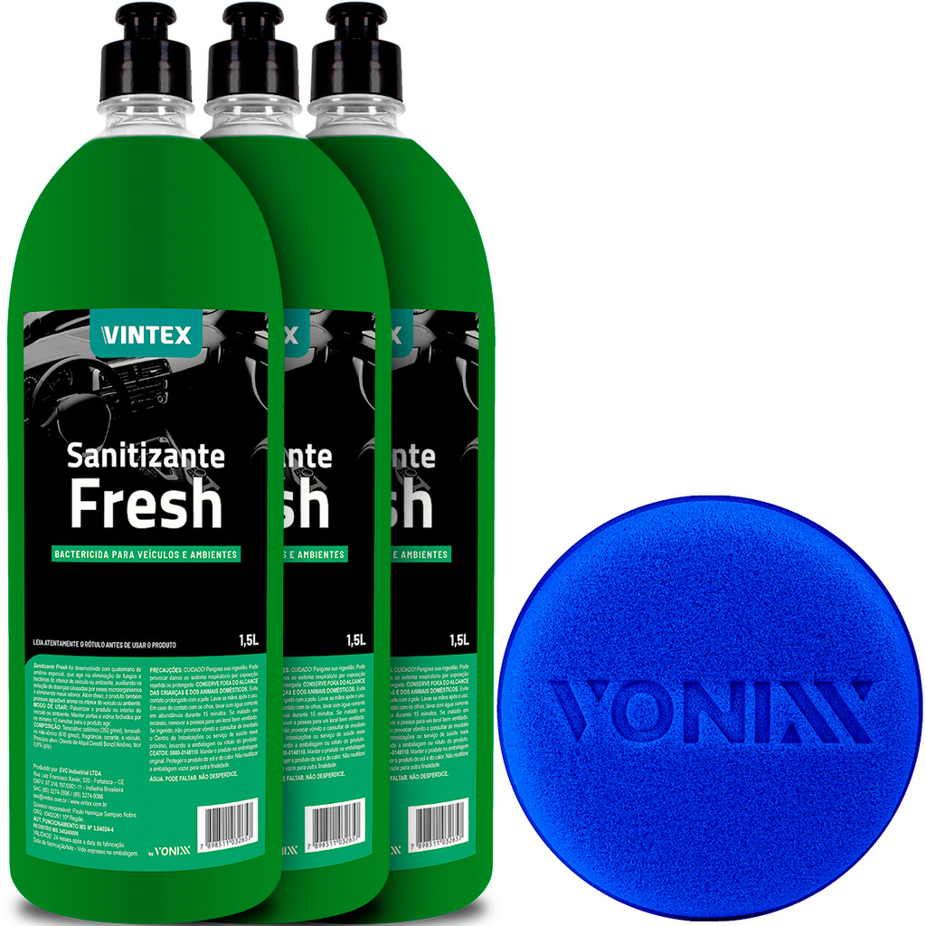 Kit 3 Sanitizante Fresh Multiuso Bactericida Vonixx Vintex